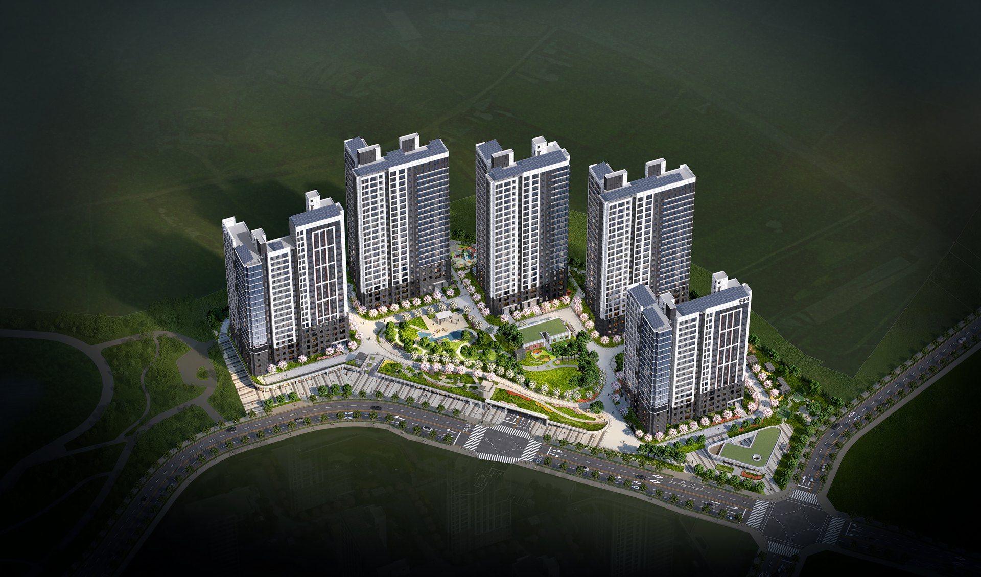 고덕국제신도시 풍경채 2단지(Abc-61BL) 조감도 — 5개동 456세대
